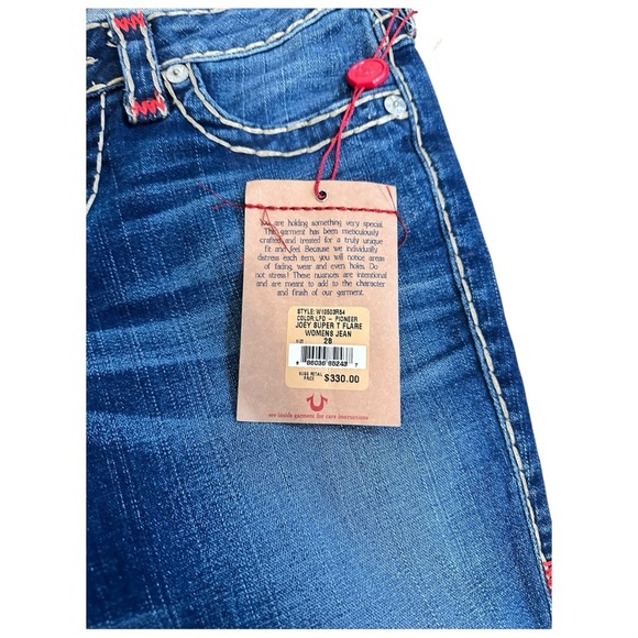 True Religion NWT Joey Super T Flare Jeans Medium Wash Low Rise Y2K, sz 28 - Picture 4 of 7
